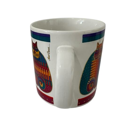 Laurel Burch Rainbow Cat Cousins Mug 1988 Colorful Ceramic Coffee Cup with Box - Picture 10 of 12